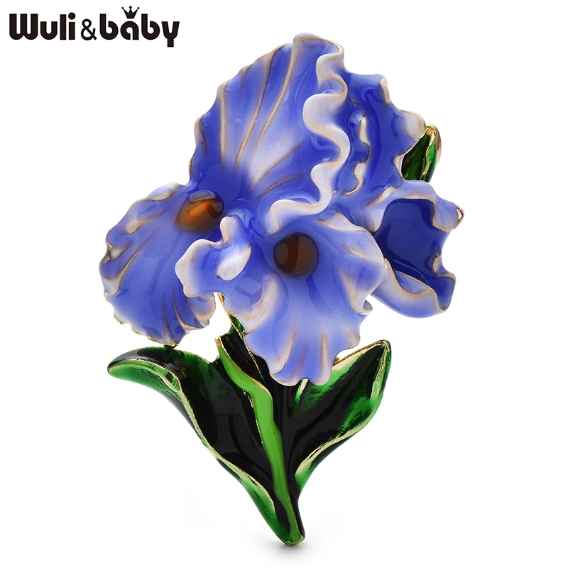 Wuli&baby Enamel Orchid Flowers Brooches for Women product photo
