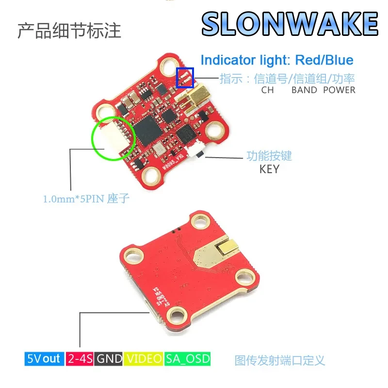 5.8G 48CH pemancar FPV PitMode 0/25mW/200mW/600mW 7-26V peluncur VTX dapat disesuaikan untuk Drone balap RC FPV