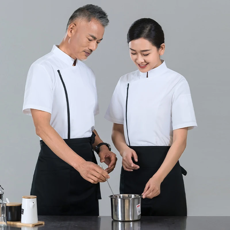 Мужская кухонная куртка, униформа пекарни официанта, летняя одежда для барбекю, кафетерия, одежда шефа, униформа для столовой, рубашка для приготовления пищи