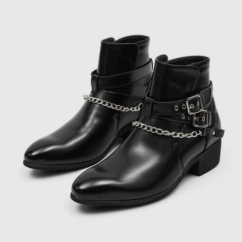 men fashion party nightclub chelsea boots black brown designer shoes cowboy natural leather boot trend spring autumn ankle botas
