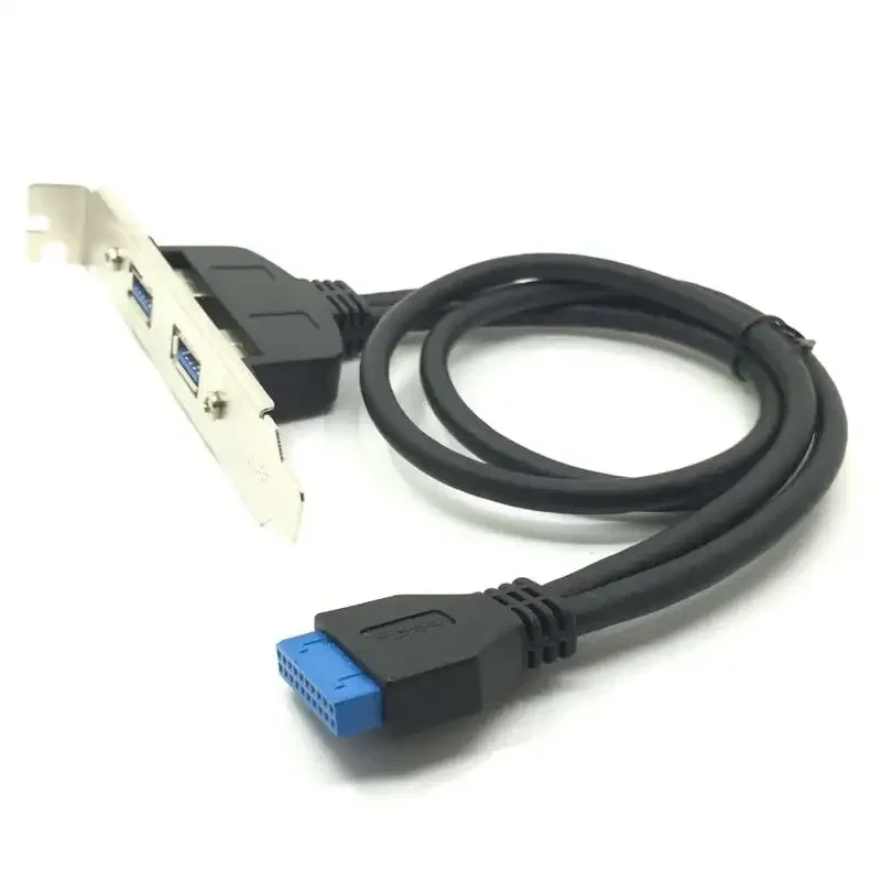 USB 3.0 마더보드 19/20 핀 헤더-2 포트 USB 3.0 Tyep A 데스크탑 PCI-e 프로파일용 암 케이블(후면 PCI 브래킷 패널 포함)
