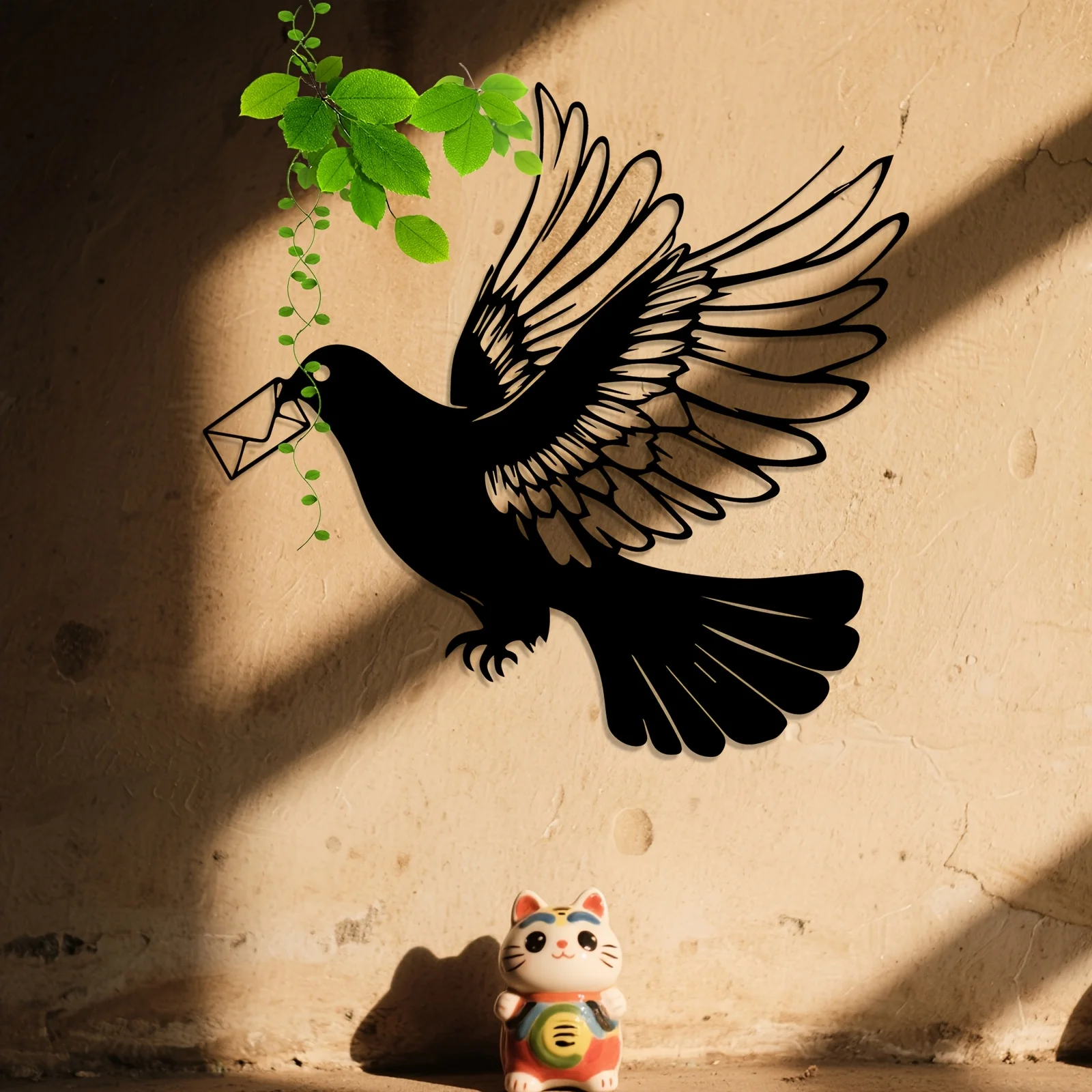 1Pcs Metal Wall Art Pigeon Letter Statue Mural Durable Metal Decor for Study Room Home Wall Art Gift for Book Lovers