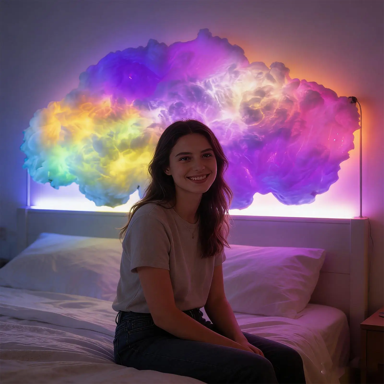 LED Cloud Lights Music Syncing Dynamic Multicolor Cloud LED Mood Lights For Living Room Bedroom Study Basement Garage Apartment