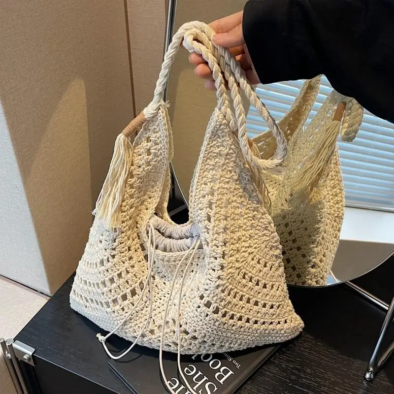

Beach Vacation Style Hollow Woven Shoulder Bag Women's Summer Casual Large Capacity Lazy Feelings Single Shoulder Handbag