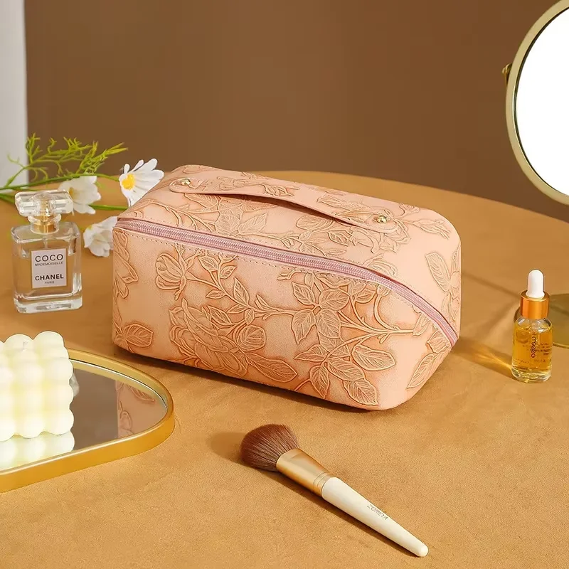 

Retro Makeup Organizer Female Toiletry Kit Bag Make Up Case Storage Pouch Luxury Lady Box Cosmetic Organizer Bag For Travel Zip