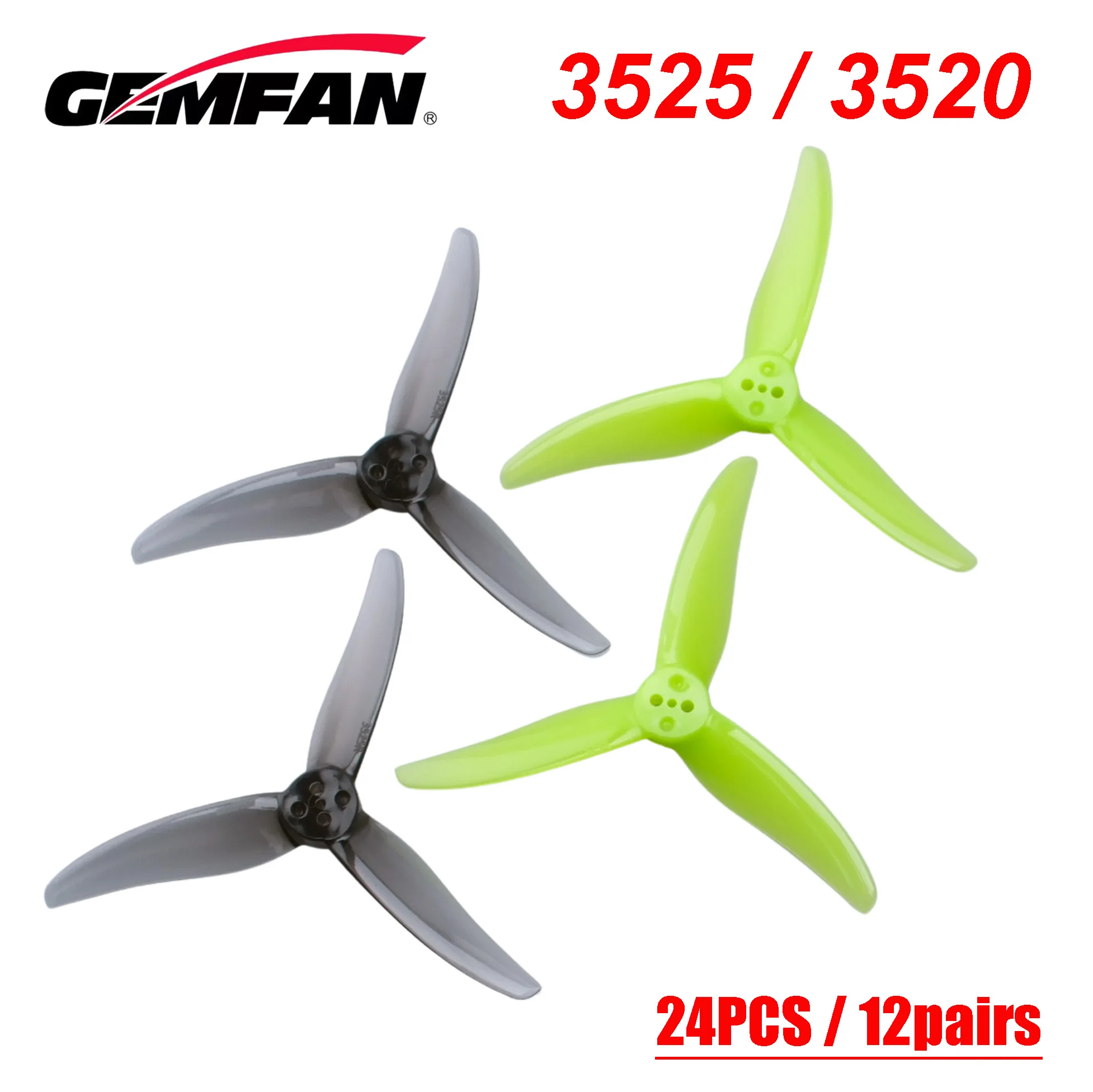 24 stücke/12pairs Gemfan 3525 3 Klinge/tri-klinge FPV Propeller 1404 2204 Motor W/adapter Für Zahnstocher Foxwhoop FPV RC Drone Teile