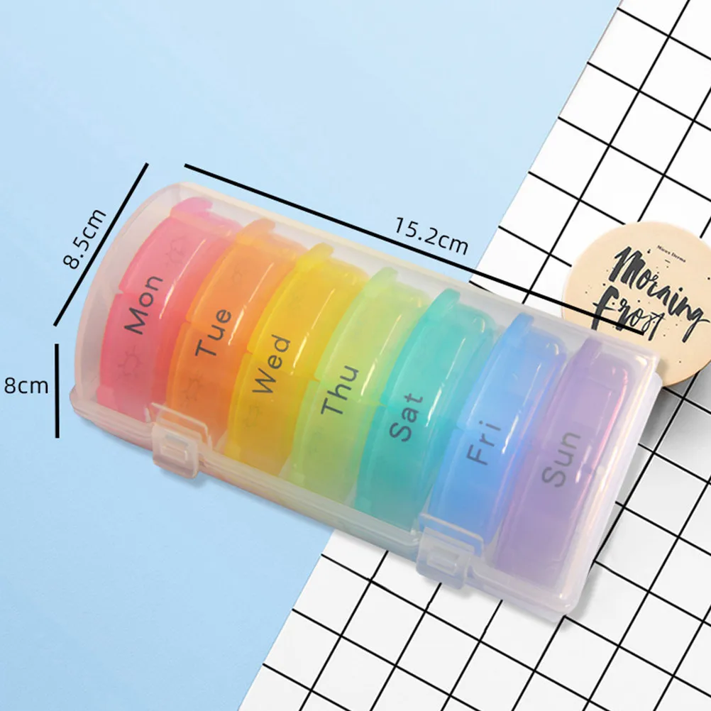 

Органайзер для таблеток на 21 отделение, портативный мини-контейнер для лекарств из экологичного материала (пшеничная солома и полипропилен) для ежедневного использования