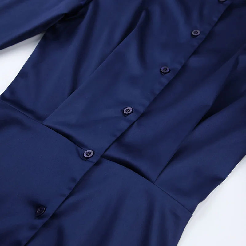 2025 New Long Sleeve Shirt Dresses Women Sexy Slim Buttons-Up Bodycon Dress Elegant Satin Temperament Office Lady Mini Dress