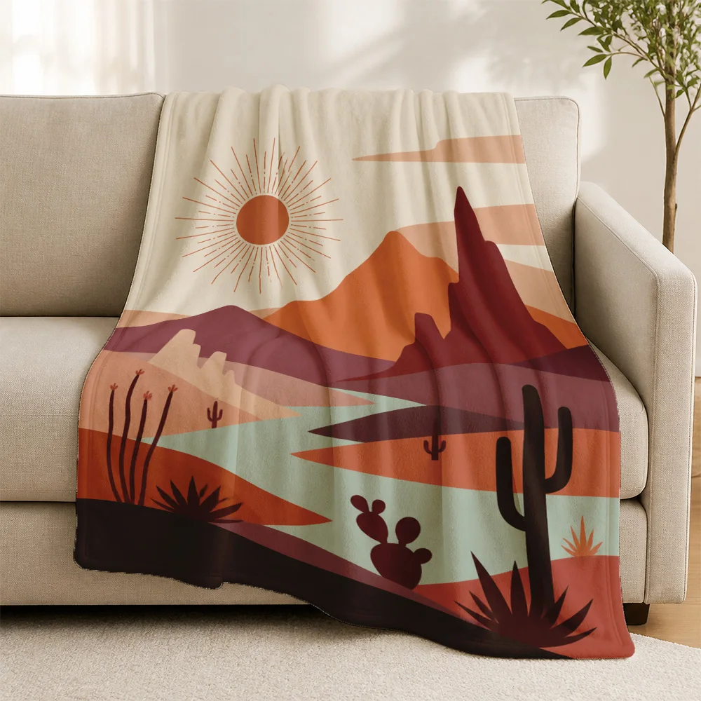 Southwestern Boho Desert Sunset Throw Blanket Sofa Couch Decor Chic Boho Aesthetic Gift for Living Room Home Decor