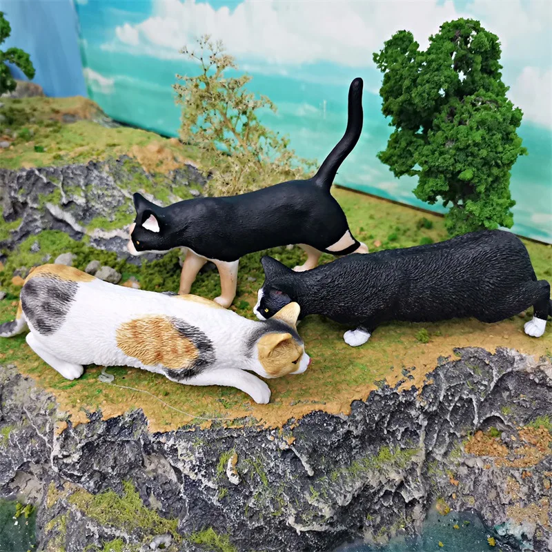 Solid Simulation Pet Cat Animal Model Cute Orange Farm Cat Figurine Desktop Decoration Mini Pet Cat Statue Ornament