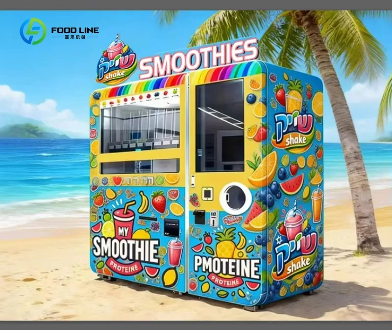 

Customized New Commercial 24H Intelligent Fresh Fruit Smoothies Vending Machine With QR Code Reader and Frozen Fruits Blend