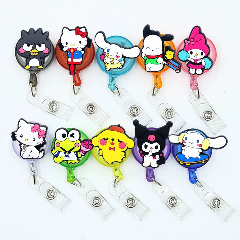 

1PCS Miniso Sanrio Badge Reel Retractable ID Lanyard Name Tag Card Badge Holder Clip Doctor Nurse Student Office Accessories