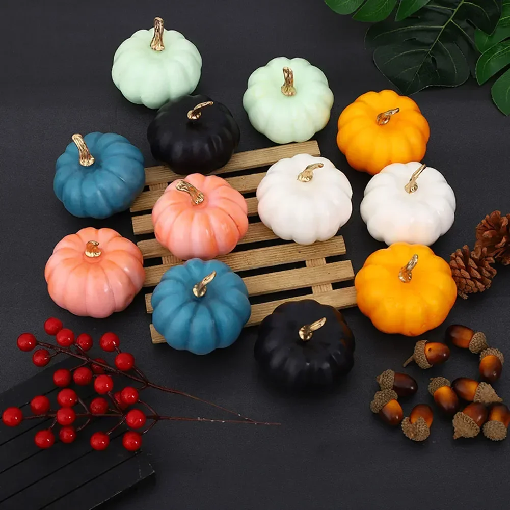 1pc Mini Artificial Pumpkin Decor Simulation Vegetable Halloween Home Party Photography Props Farmhouse Harvest Thanksgiving