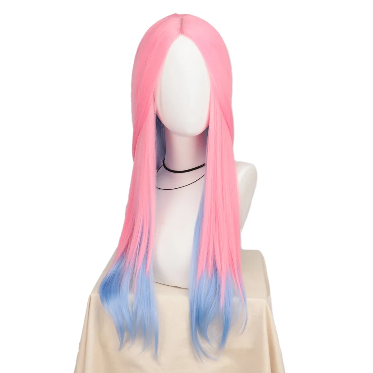 Mizi Wig Anime Alien Stage Mizi Cosplay Wigs Long Curly Dark Pink Blue Gradient Wig 29‘’ Mixed Color Middle Part Synthetic Hair