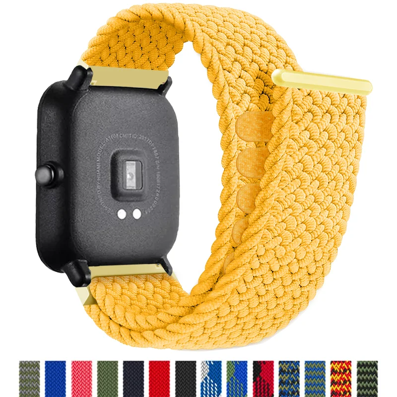 20mm 22mm Braided solo loop For Amazfit GTS/4/3/2/2e/GTS2 Mini/GTR 3 pro/4/GTR2/2e/stratos 2/3 Bracelet Watch Amazfit bip strap