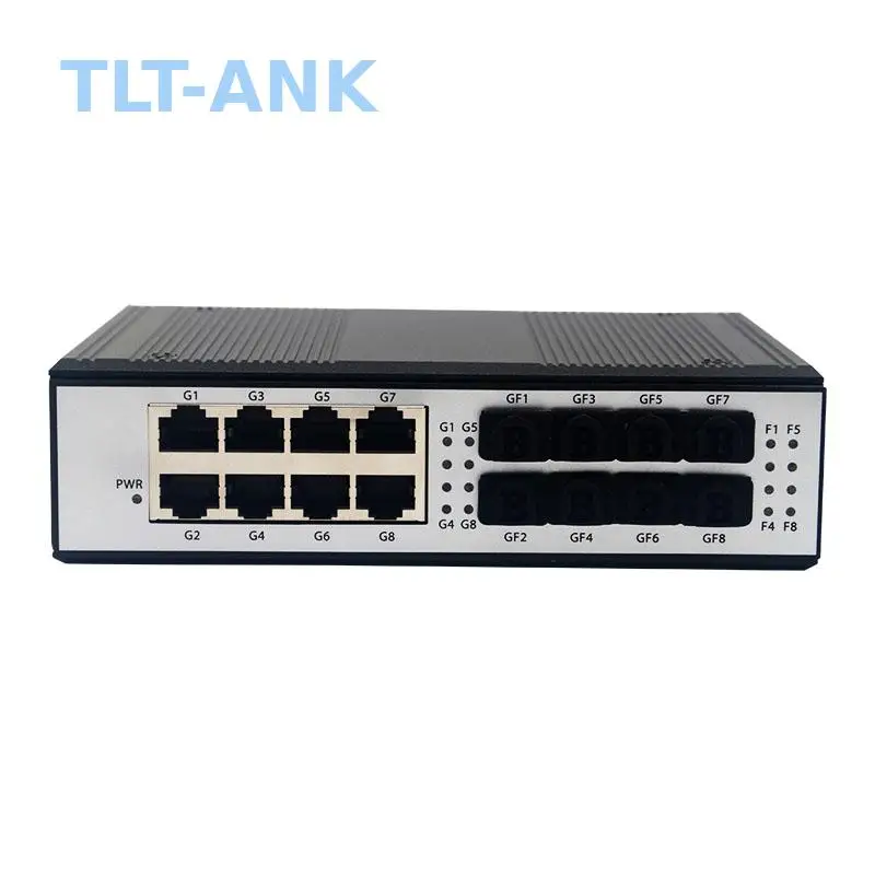 

Промышленный медиаконвертер Ethernet 10/100/1000 Мбит/с Gigabit SFP в RJ45, 8 портов RJ45, 8 слотов SFP, оптический трансивер для монтажа на DIN-рейку