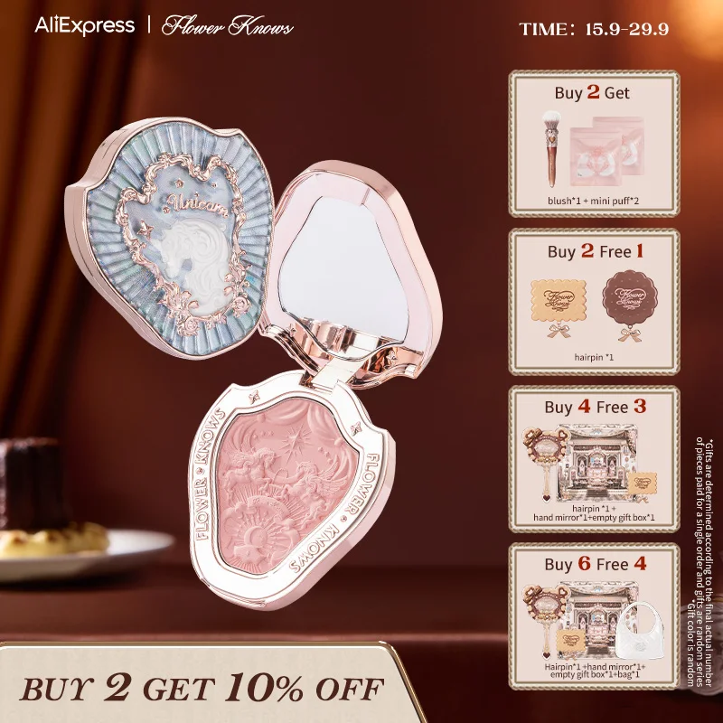 

Flower Knows Unicorn Embossed Blush Natural Cheek Blusher Makeup 6 Colors 5g