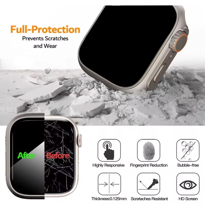 Tempered Glass+Case for Apple Watch 9 8 7 45MM 40mm 41mm 44mm Cover for iWatch 6 SE 5 4 Full Coverage Change to Ultra 49mm Case
