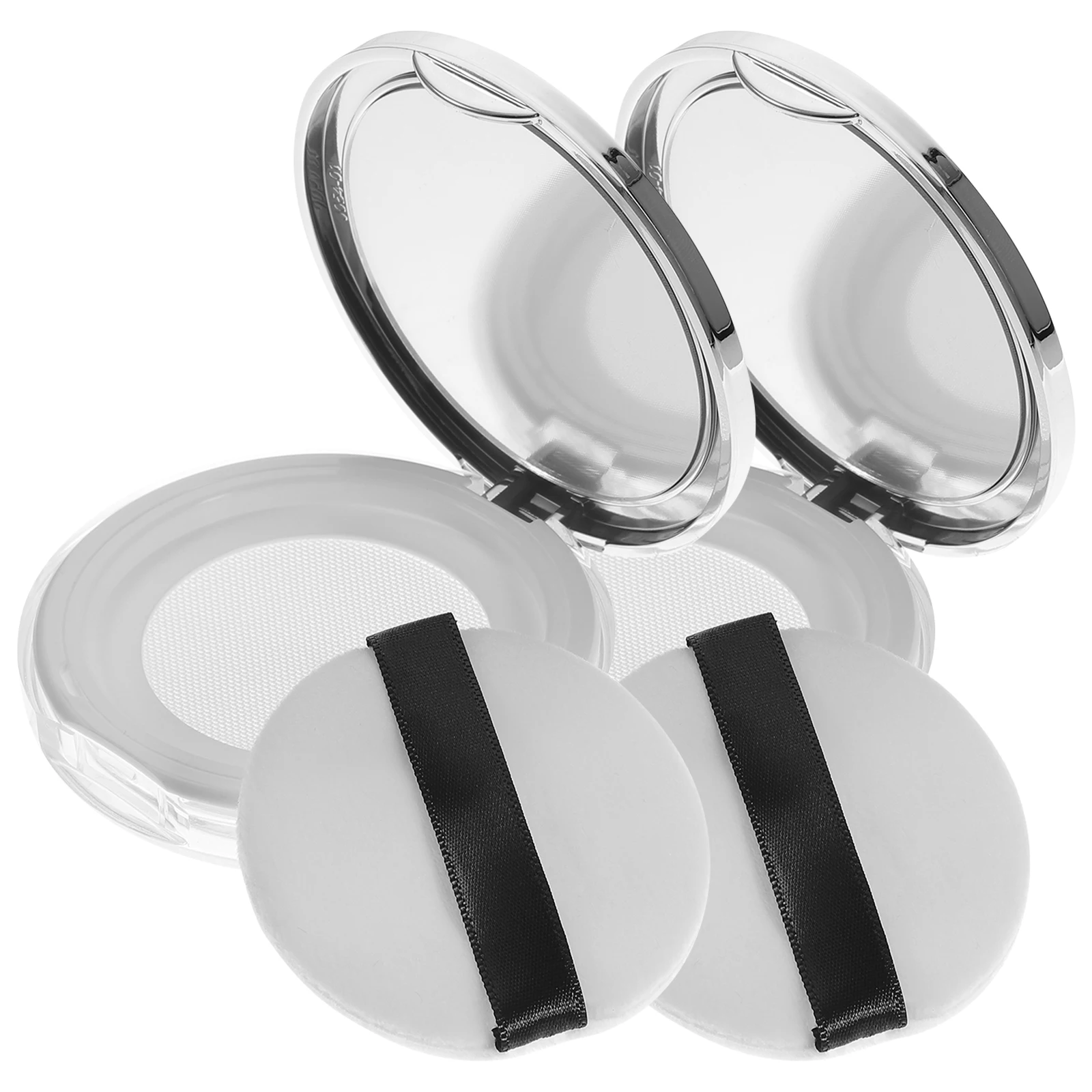 

2Pcs Loose Powder Box Empty Travel Containers Protective Compact Case Lightweight Portable Easy Clean Makeup Tools