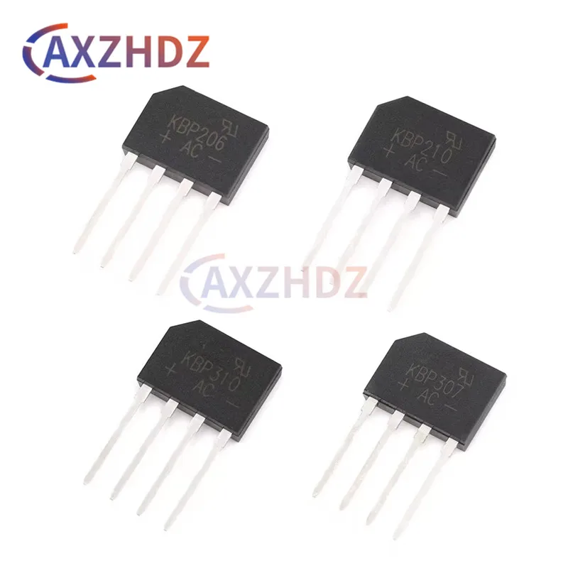 10PCS KBP206 KBP210 KBP307 KBP310 KBP406 KBP410 ZIP 4Pin 2A 3A 4A 600V 800V 1000V 1KV DIP Single Bridge Rectifiers
