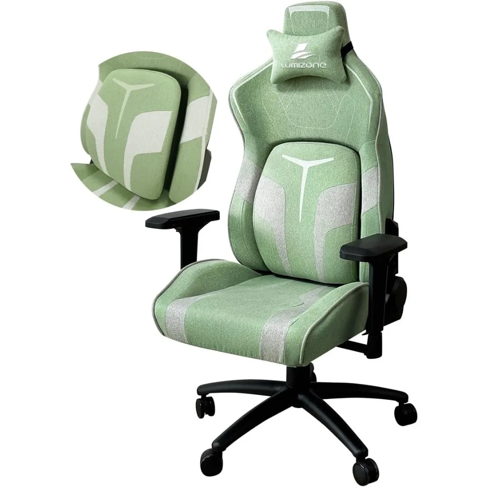 Adjustable Lumbar Support Gaming Chair with 4D Armrests High-Density Foam Ergonomic Design Reclining & Rocking Function for Sup