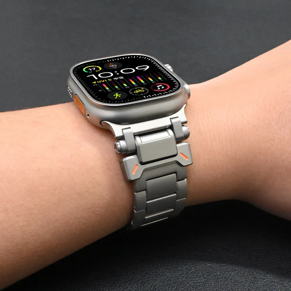 สายข้อมือโลหะไทเทเนียมผู้ชายสำหรับสายคาด Apple Watch อัลตร้า2 49มม. 45มม. 44มม. 42มม. สายรัดหรูหรา iWatch Series 9 8 7 6 5 4 SE 3