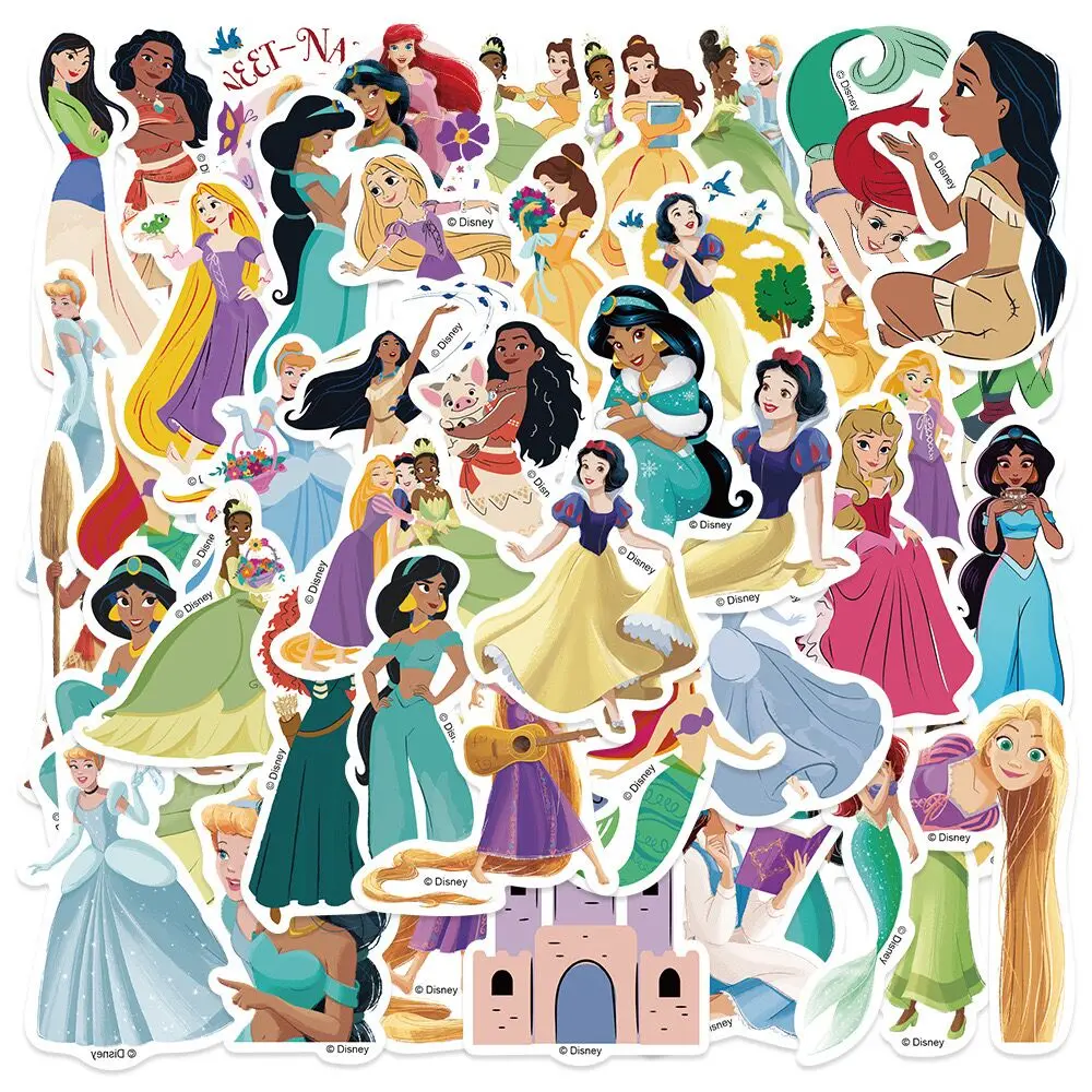 10/50/100pcs Disney Mixed Cartoon Stickers Mickey Mouse Stitch Princess Graffiti Decals Laptop Phone Guitar Luggage Sticker Toy