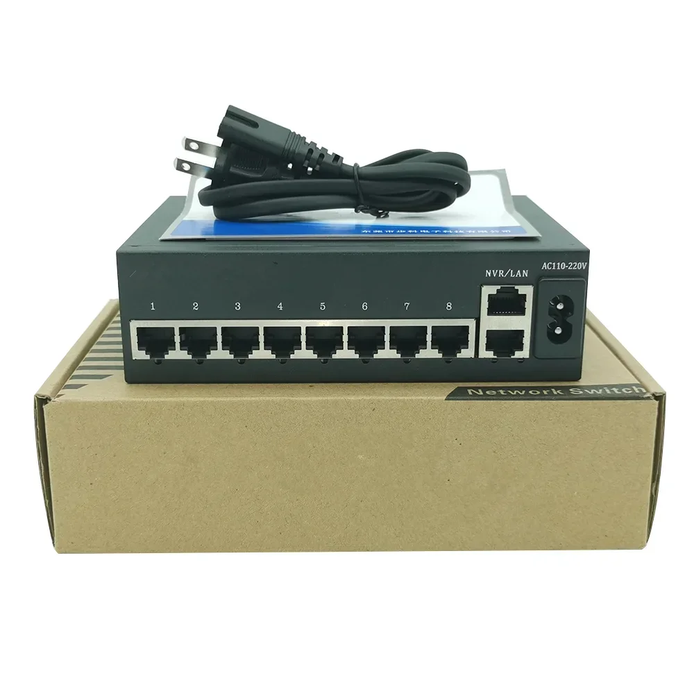 Gran oferta, 8 puertos Poe, 2 puertos, enlace ascendente, 100M y conmutador POE Ethernet 48V no administrado Gigabit