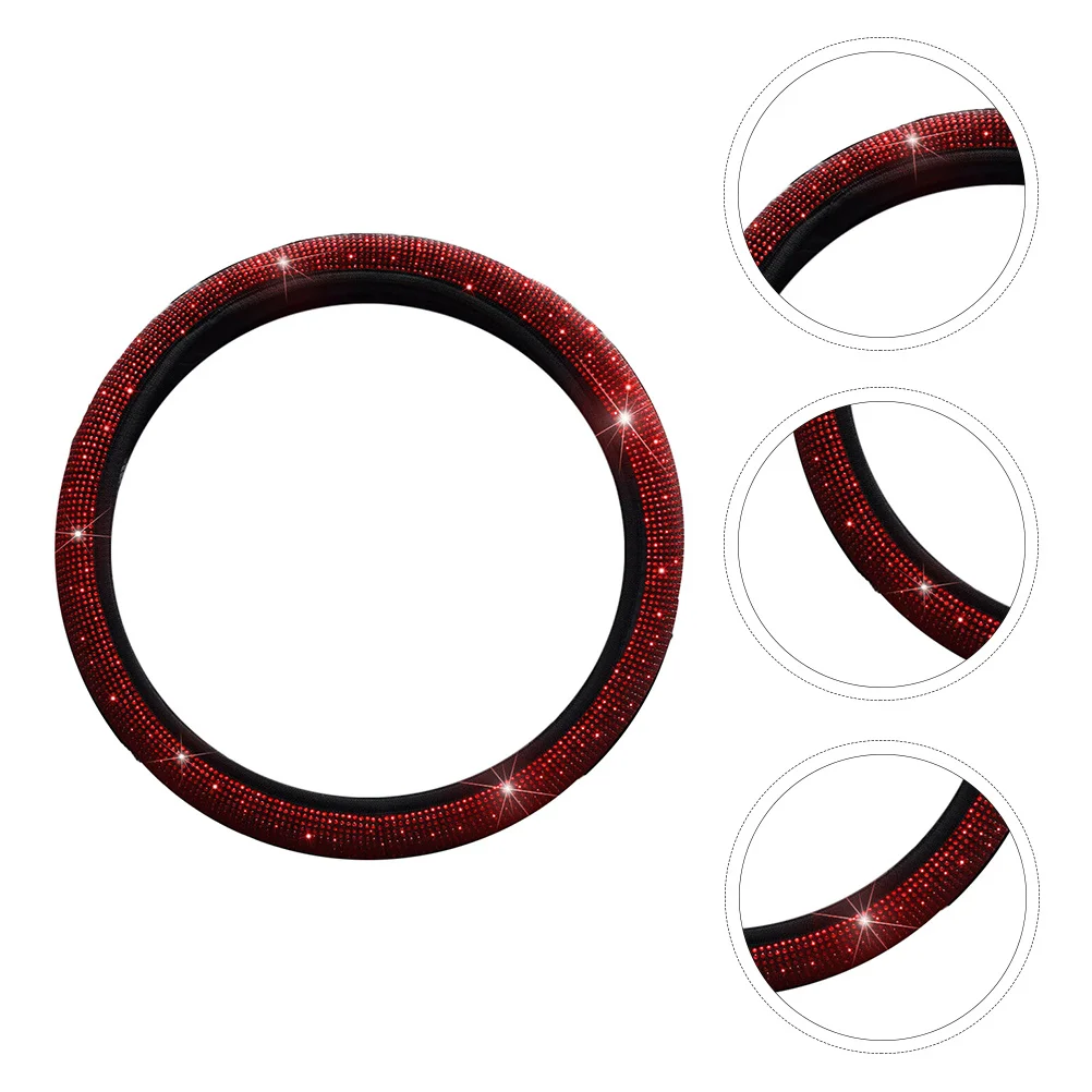

1Pcs Creative Steering Wheel Cover Rhinestones Shiny Eye-Catching Friction Safety Car Supplies Red Steering Wheel Cover