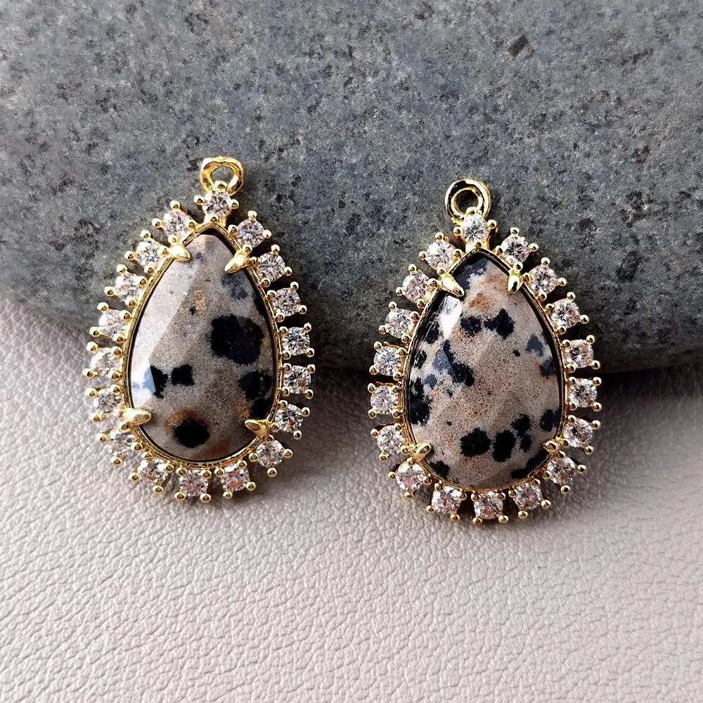 

10 PCS 19x25mm Natural Faceted Jasper Teardrop Charms Accessories For Jewelry Making