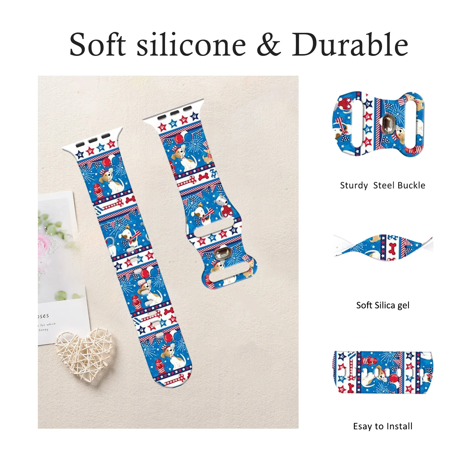 Ремешок с принтом «Счастливые животные» для Apple Watch 46 мм, 45 мм, 42 мм, 40 мм, сменный браслет для iWatch 11 10 9 8 7 Band