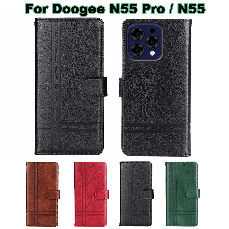 

For чехол на Doogee N55 Pro Case Luxury Leather Wallet Capa Flip Phone Cover For Capinha De Celular Doogee N55 N55Pro Etui 6.56"