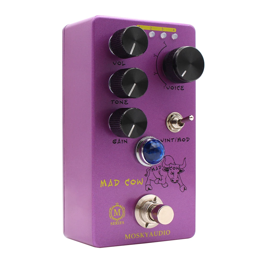 MOSKYAUDIO MAD COW DISTORTION Guitar Effector Guitar Bass Effect Pedal Overdrive High-Gain 4 Models With True Bypass