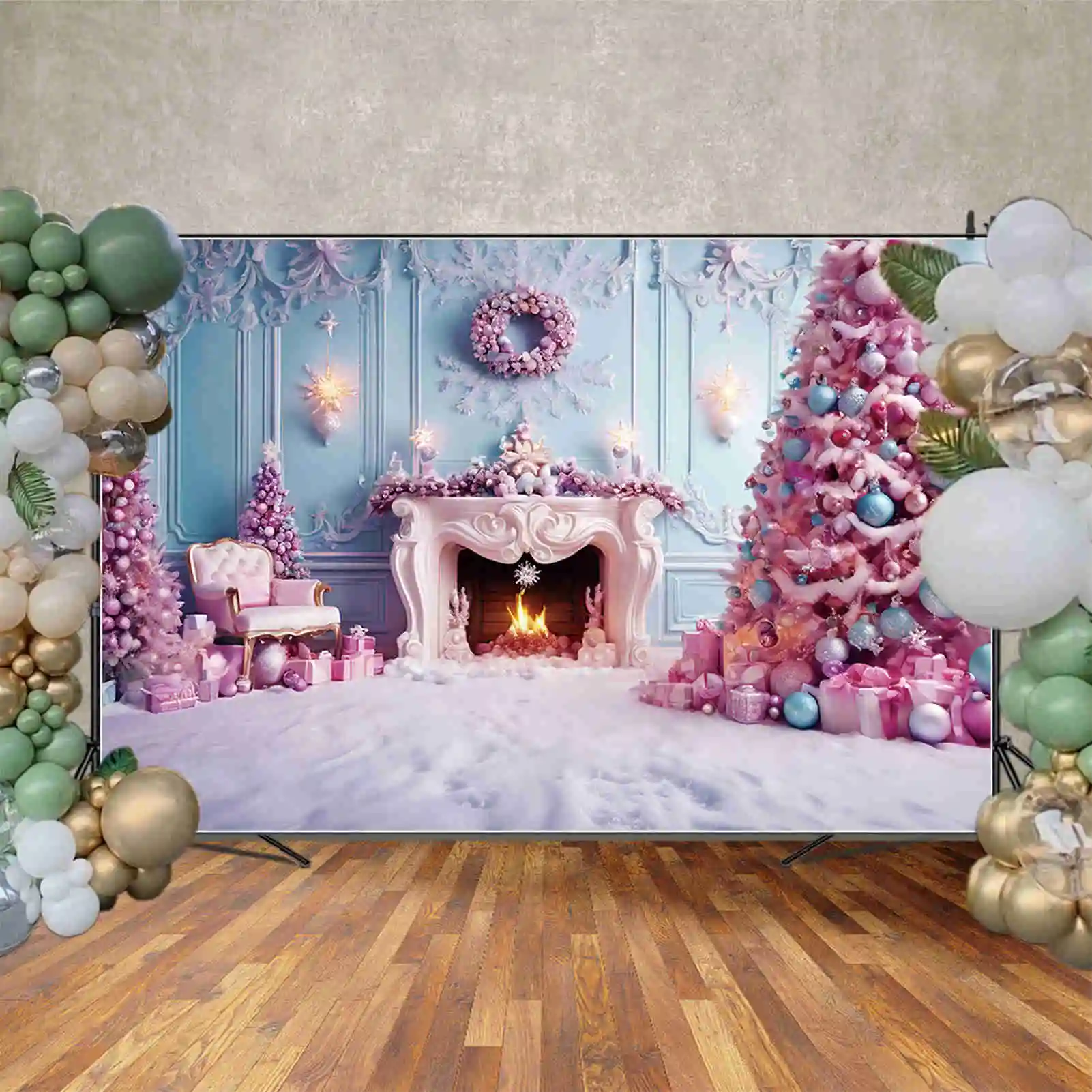 MOON.QG фиолетовые Рождественские елки фоны Дети Замороженные орнаменты Снежная елка фон фотоаксессуары