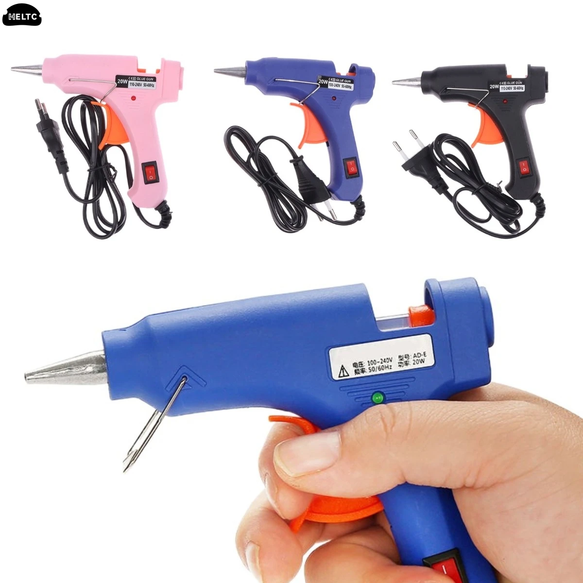 EU Plug 20W Hot Melt Glue Gun Mini Household Industrial Guns Heat Temperature Thermo Electric Repair Tool Use 7mm Glue Sticks~