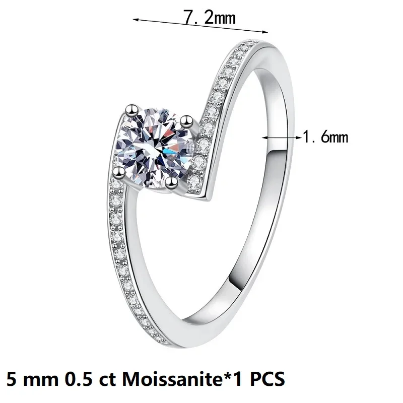 

Apaison 5 mm 0.5 ct Moissanite Wedding Engagement Party Ring 925 Sterling Silver Jewelry Rings For Women With GRA Certificate