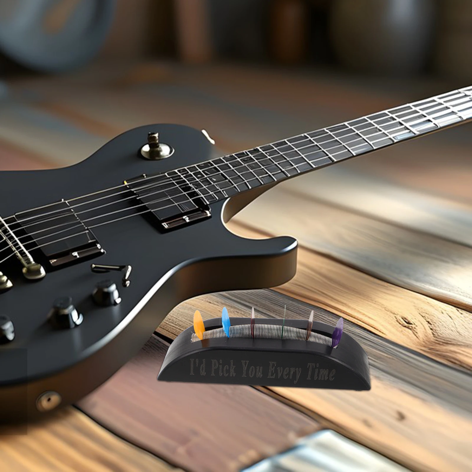 

Guitar Pick Holder Black Ebony Style Japanese Design Spring Clamp Lightweight Portable For Electric Acoustic Bass Ukulele