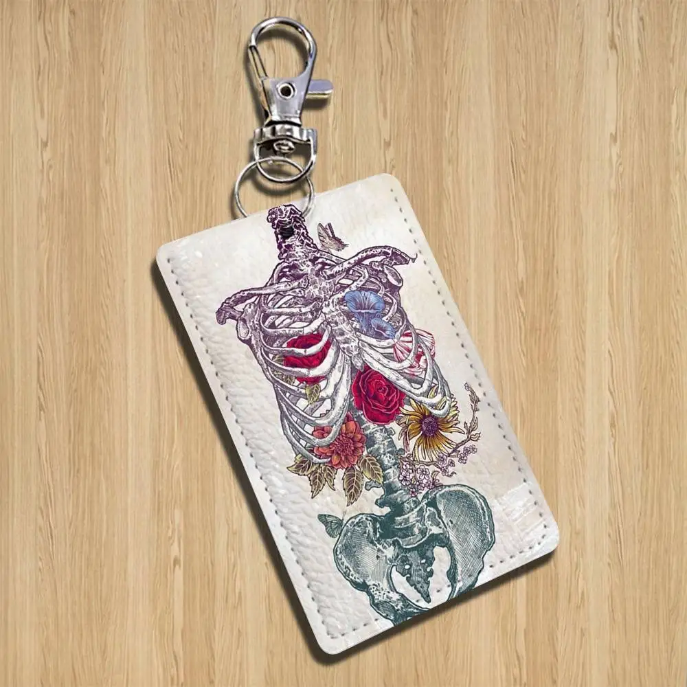M-anatomia médica arte humans chaveiro titular adequado para cartão de banco de metrô ônibus caso crachá titular carteira cartão padrão texturizado