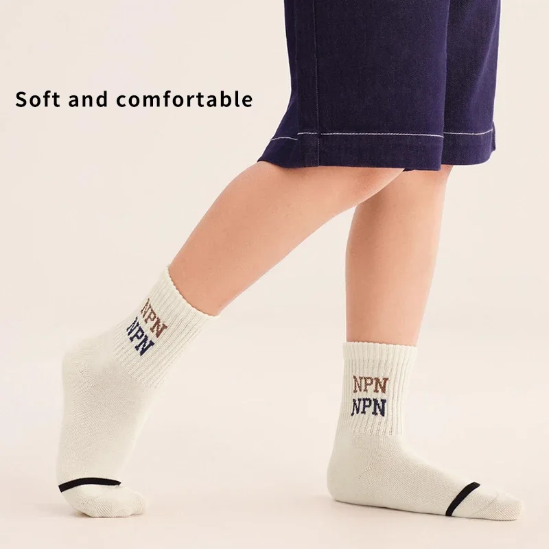 5 أزواج من الجوارب القطنية الممشطة للأطفال الأولاد جوارب رياضية غير رسمية موجزة ومرنة وناعمة ومريحة عالية الجودة للأطفال نصف جوارب #3