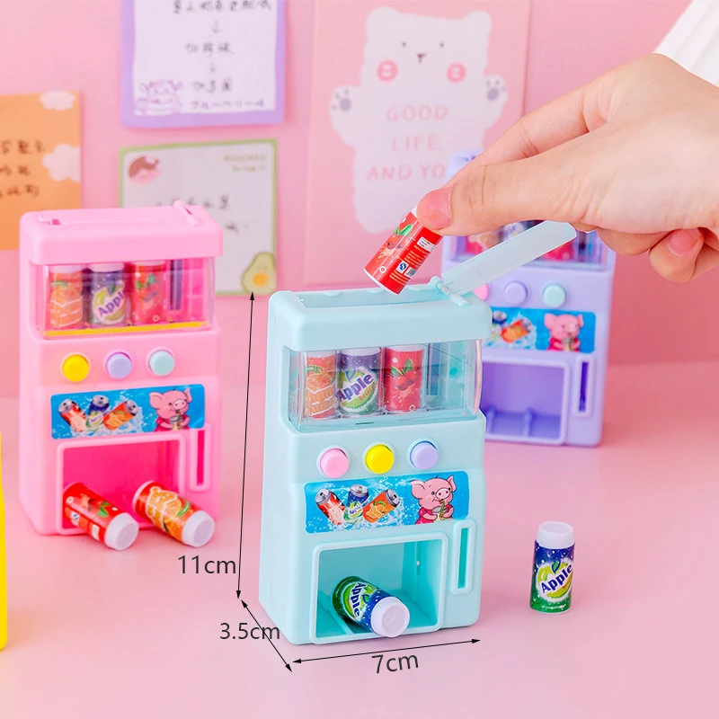 Coin-Operated Vending Machine Kids Simulation Self-Service Vending Machine Mini Coins Drinks Play Toys For Kids Boys And Girls