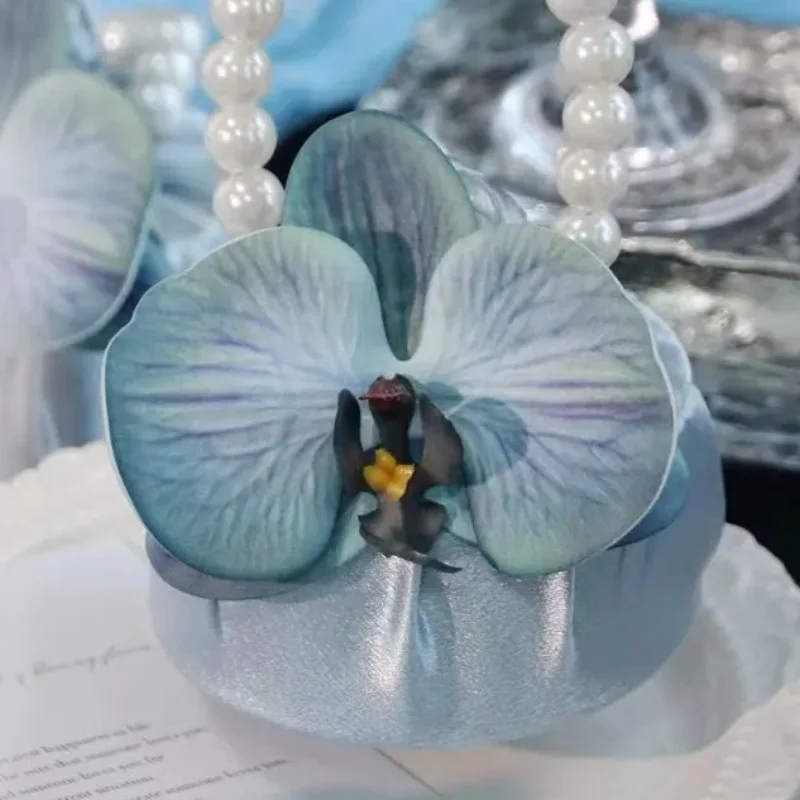 20 Stück Künstliche Silikon-Baumwoll-Schmetterlings-Orchideenköpfe DIY Kopfschmuck Zubehör Geschenkbox Deko Blumen Hochzeit Party Heimdekoration – Detail 5