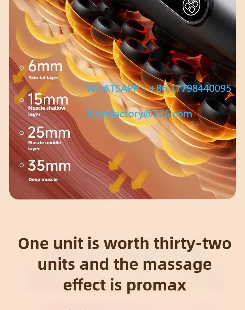 Customizable 32 Massage Head Massage Gun Deep Tissue Muscle Professional Grade High Power Wireless High Frequency Vibration With