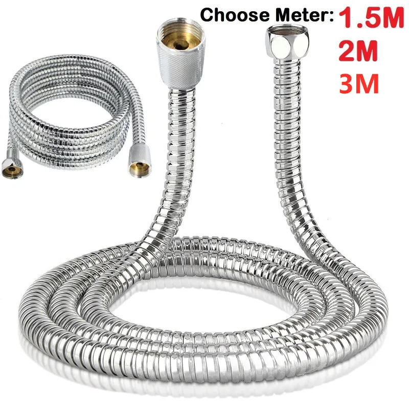 1 Pcs Flexible Shower Hose 150/200/300cm Plumbing Hoses Stainless Steel Chrome Bathroom Accessories Water Head Showerhead Pipe