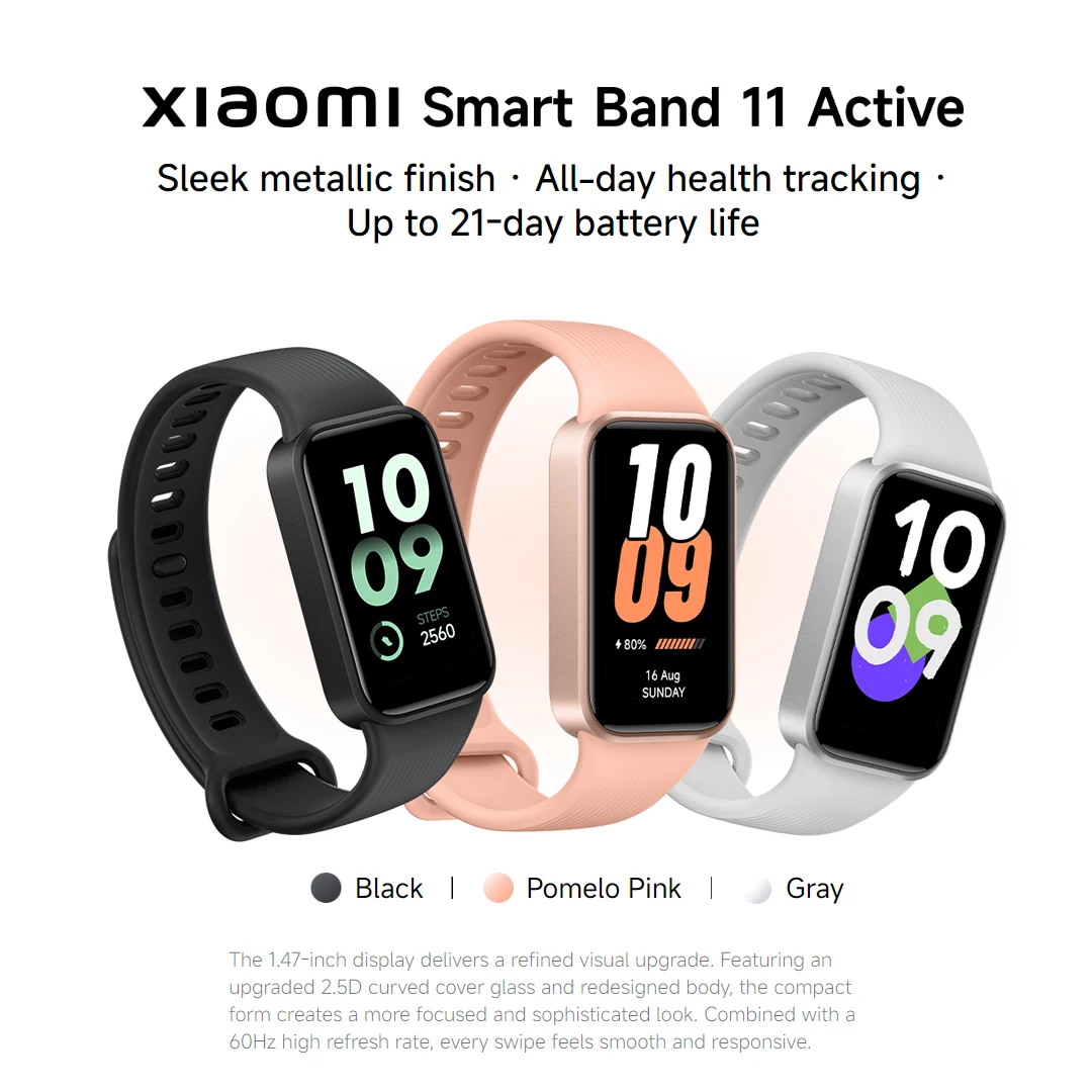 Global Version Xiaomi Smart Band 11 Active 1.47'' 60Hz colour TFT Display 50+ Sports Modes All-day Pressure Monitoring 5ATM