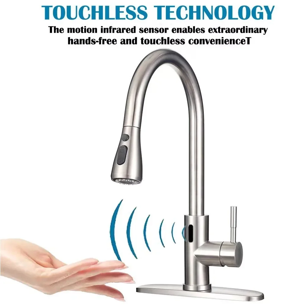 Smart Infrared Sensing Inductive Pull-out Kitchen Sink Faucet  Multifunctional Hot Cold Tap Tap Washbasin Faucets Mixer