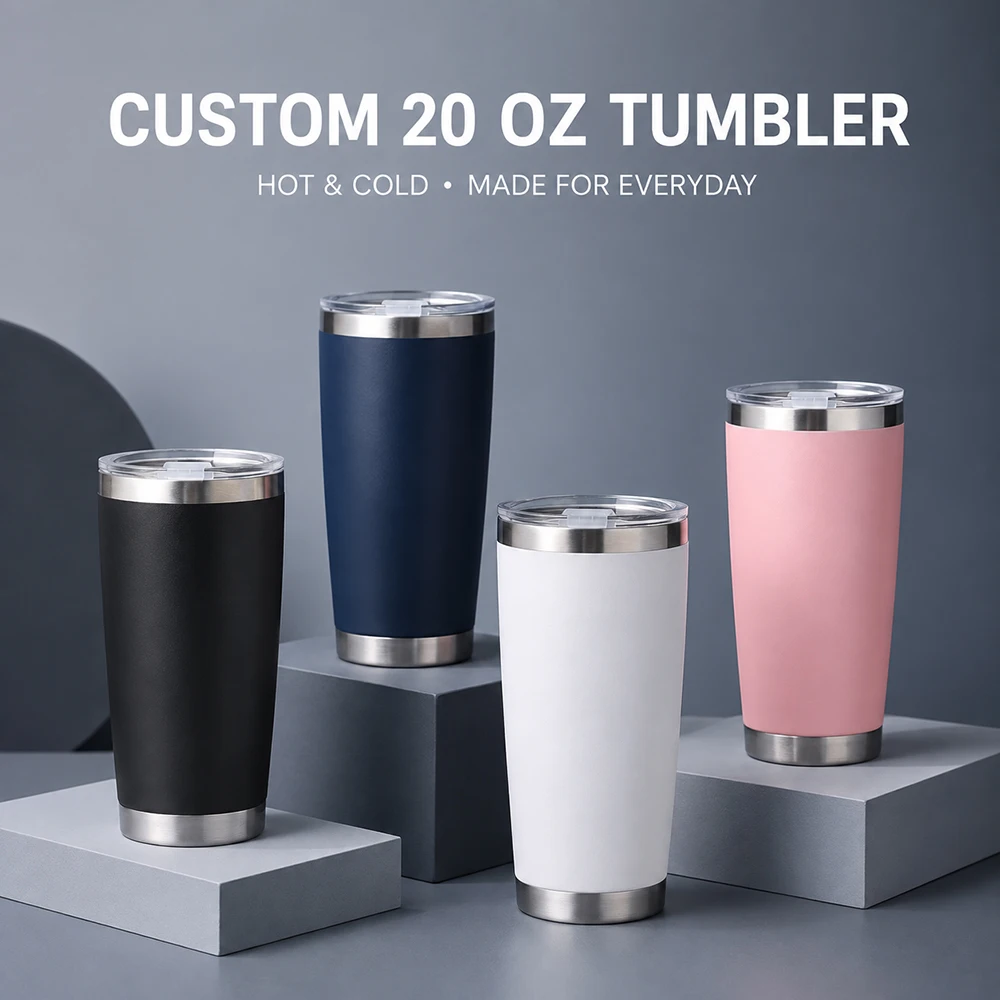 Personalized 20oz Insulated Tumbler Customize Name Logo Photo Hot Cold Drinks Travel Coffee Mug Cup for Car Office Holiday Gifts