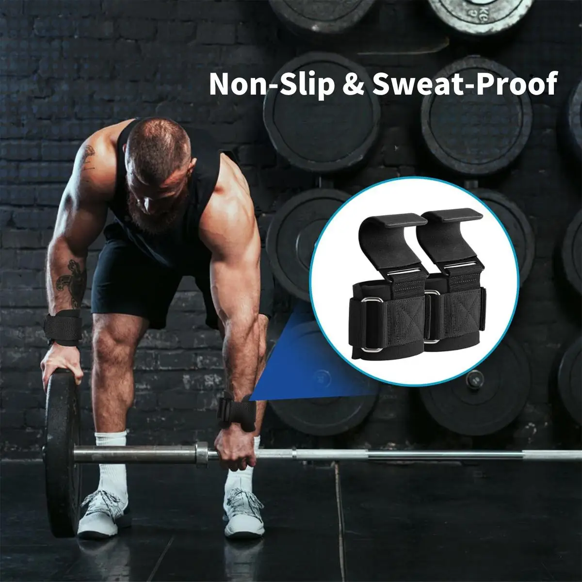 

High-Quality Steel Hook Lifting Straps With Thickened Wrist Support, Adjustable, Non-Slip Grip, Ideal For Weightlifting, Pull-U