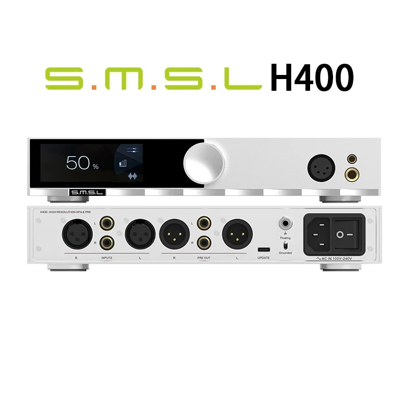 

SMSL H400 Hi-Res Headphone Amplifier 16Ω/15W*2 32Ω/7.5W*2 Earphone AMP RCA XLR Balanced Input Hi-End Pre-Amp with Remote Control