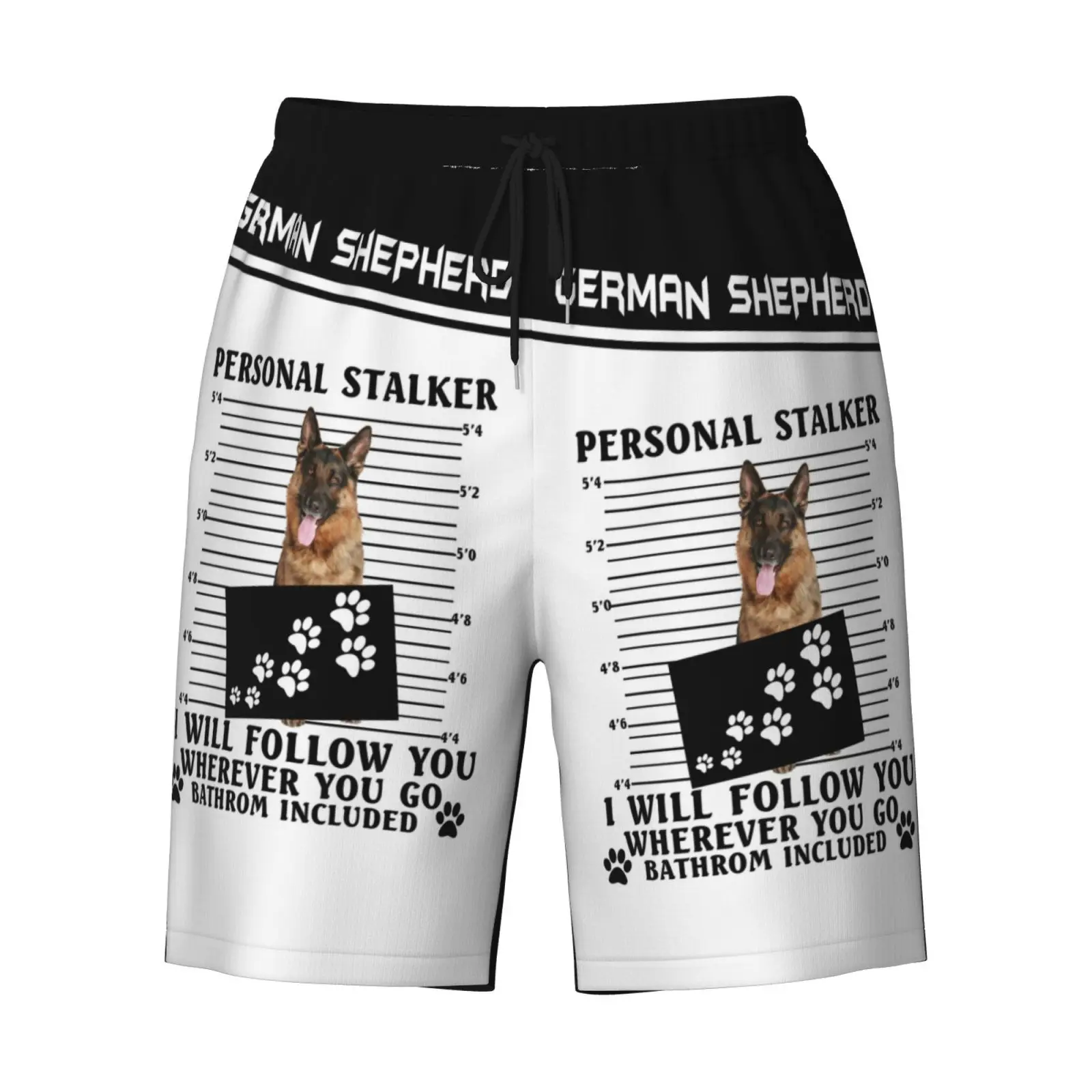 CLOOCL Hawaiian Beach Shorts German Shepherd 3D Print Shorts Fashion Men's Shorts Elastic Drawstring Holiday Sports Short Pants