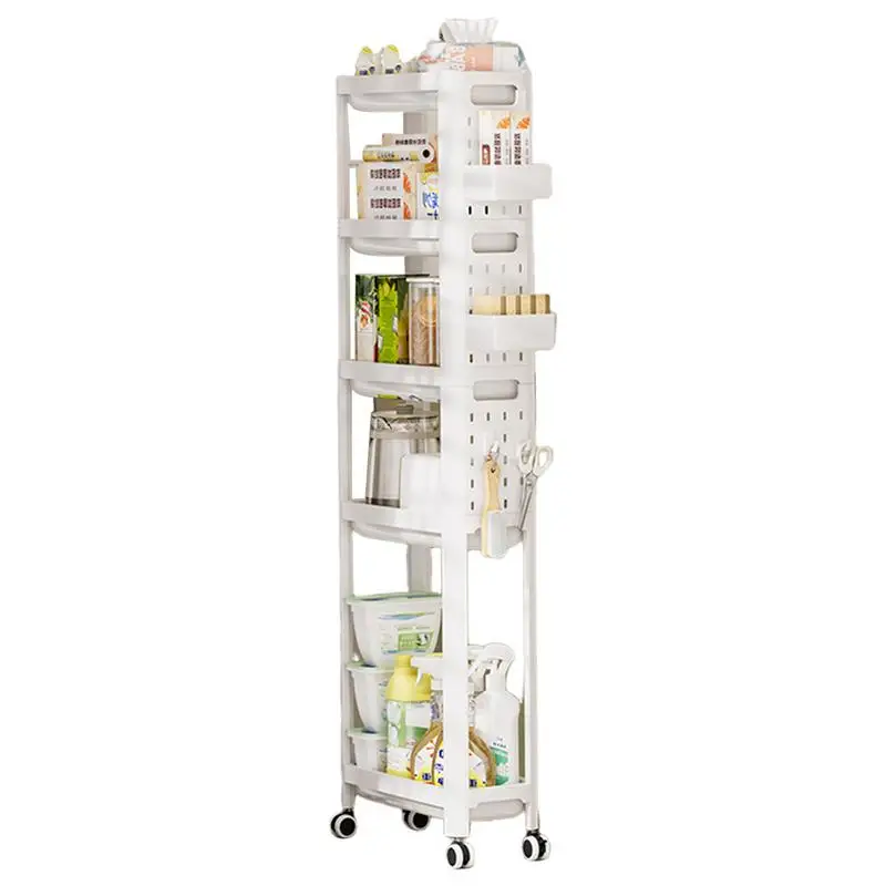 

Compact Rolling Tool Cart 4-Tier Cart Organizer Movable Kitchen Seasoning Storage Shelf Small Utility Cart For Textbooks